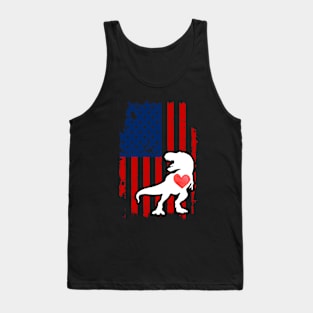 T-Rex Merica Usa American Flag Tank Top